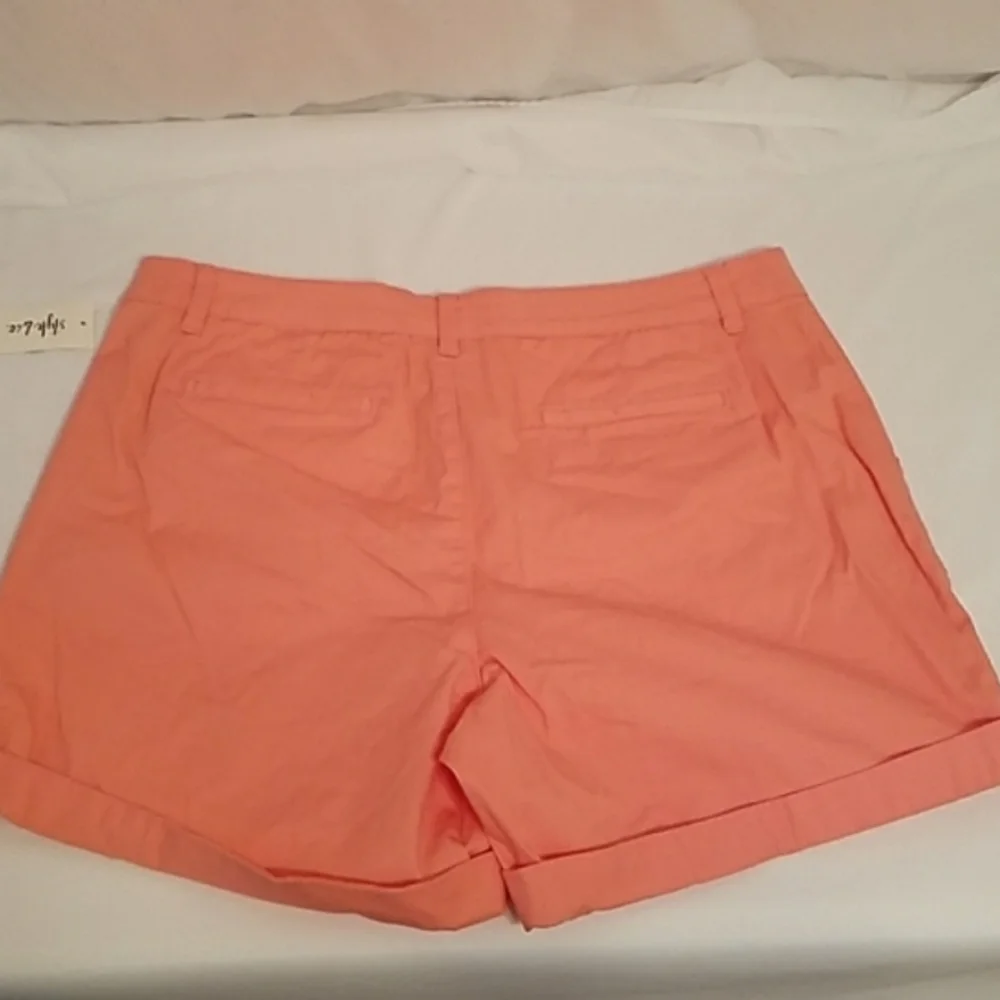 Style & Co Women's Eyelet-Pocket Cuffed Cargo Shorts Peach Plus Size 16